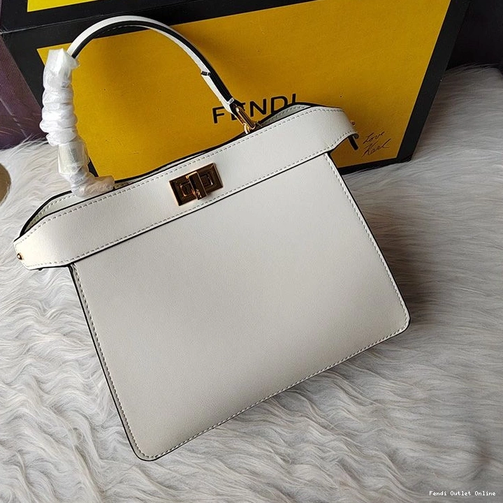 Affordable Leather Peekaboo Nappa ISeeU White Bag Petite Fendi In 0722